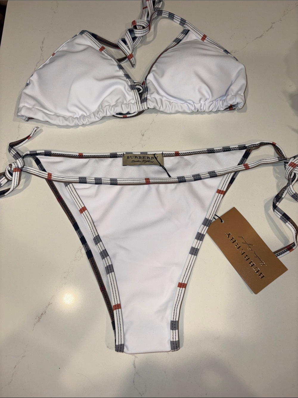Women’s white Burberry Bikini size large